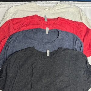 Men's Multi-Pack T-Shirts - Red, Blue, Dark Gray, Light/Heather Gray.